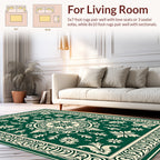 Elegant Floral Vine Dark Green Rug