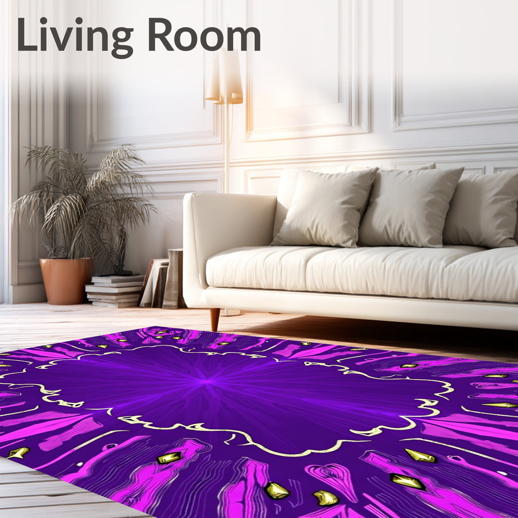 Vibrant Violet Pink Geometric Crystal Rug