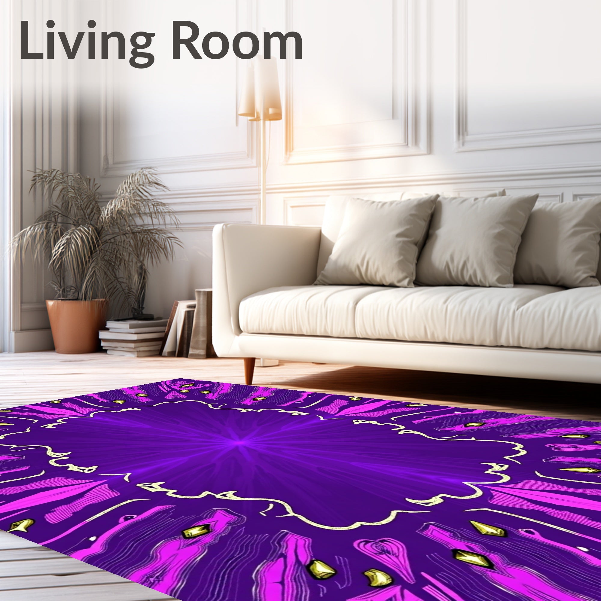 Vibrant Violet Pink Geometric Crystal Rug