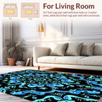 Intricate Blue Floral Damask Pattern Rug