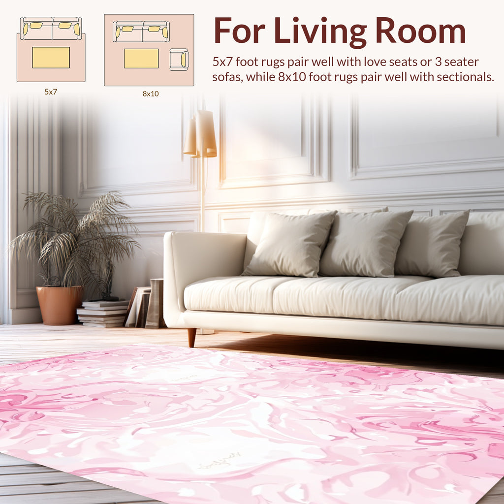Soft Pink Floral Swirl Pattern Rug