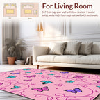 Pink Butterfly Swirl Pattern Rug