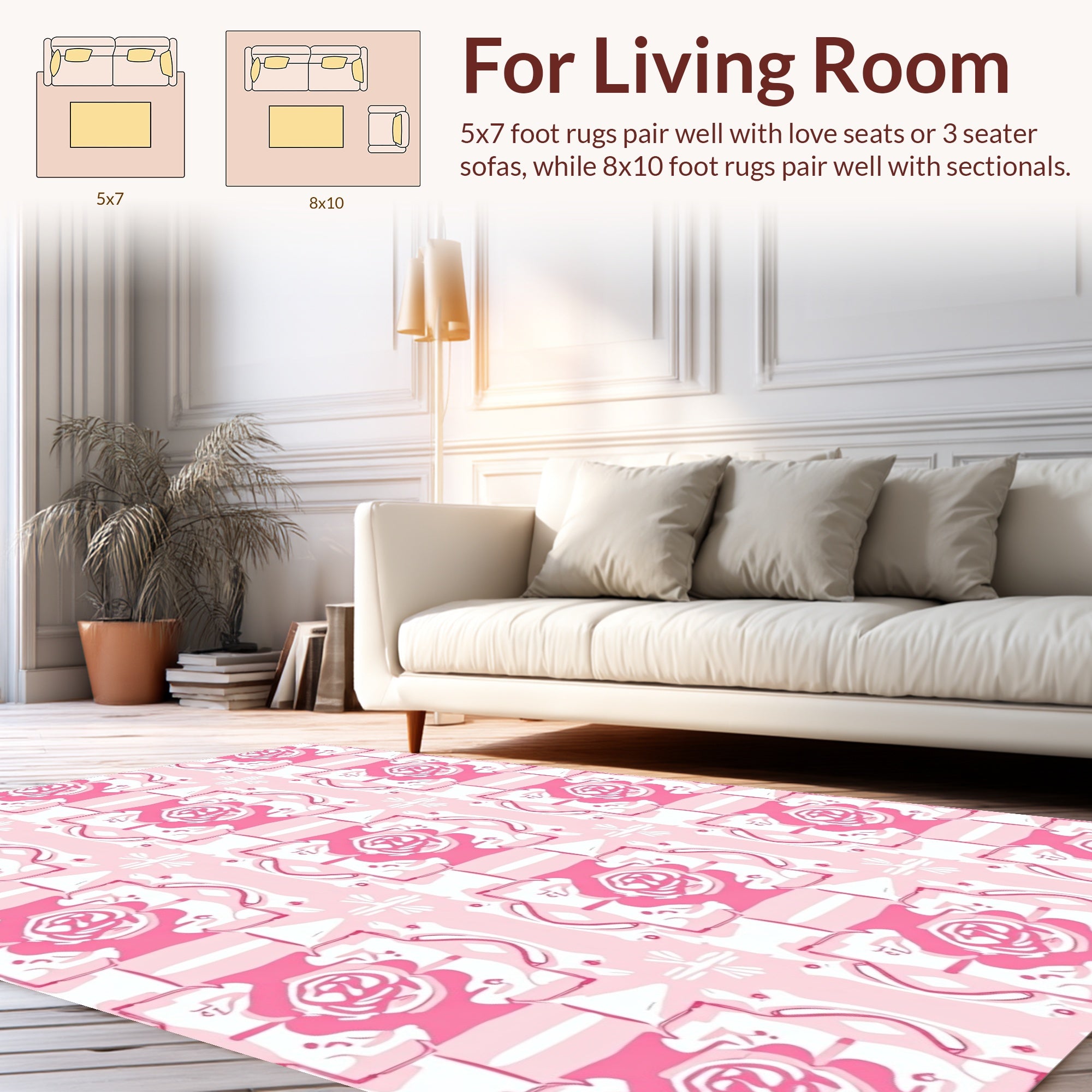 Pink Floral Abstract Pattern Rug