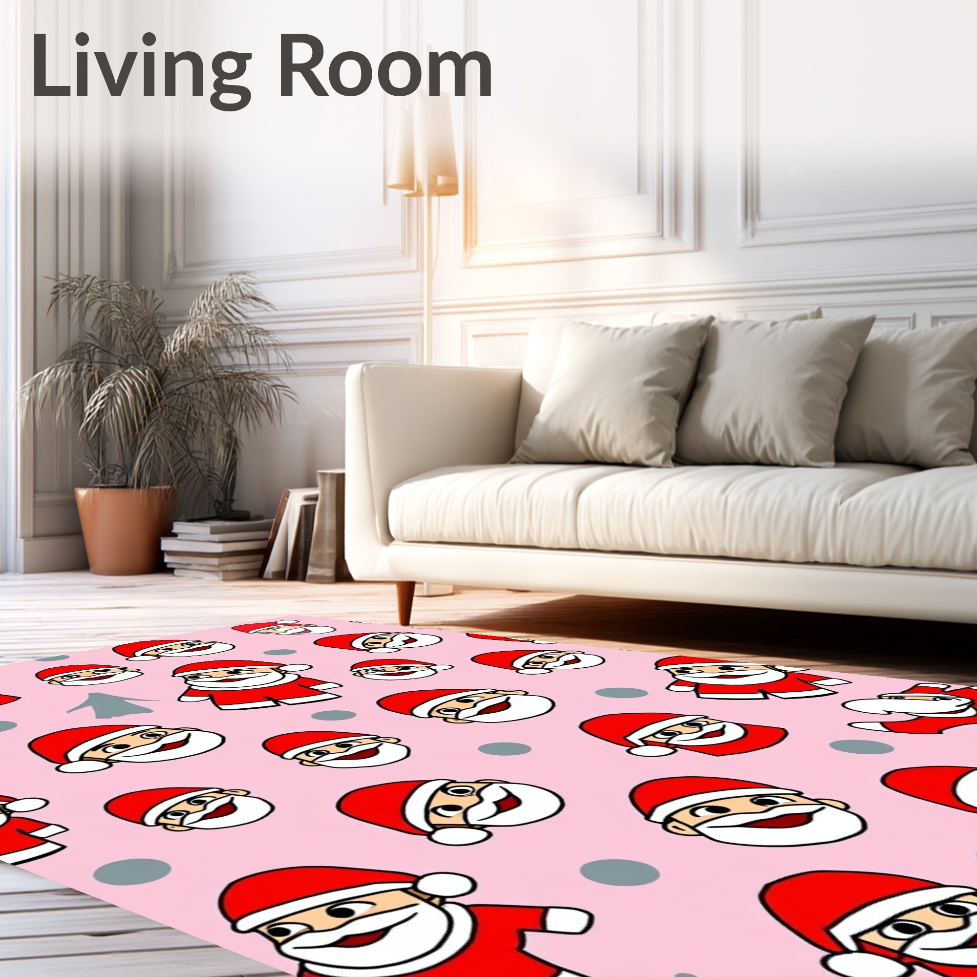 Pink Santa Claus Christmas Celebration Rug