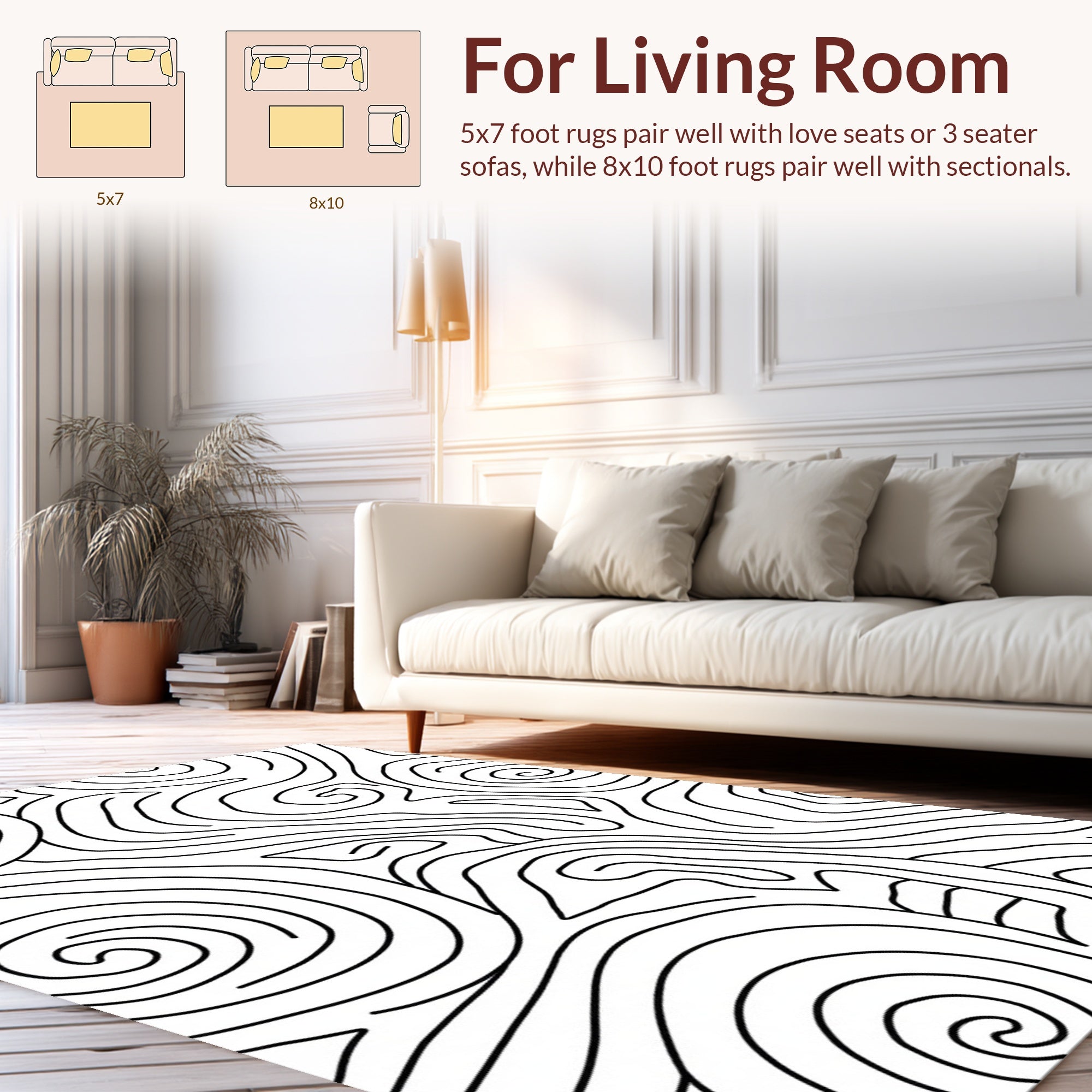 Abstract Swirl Contour Pattern Rug