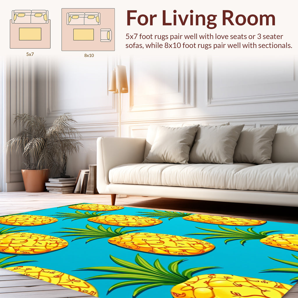Tropical Yellow Pineapple Pattern Rug
