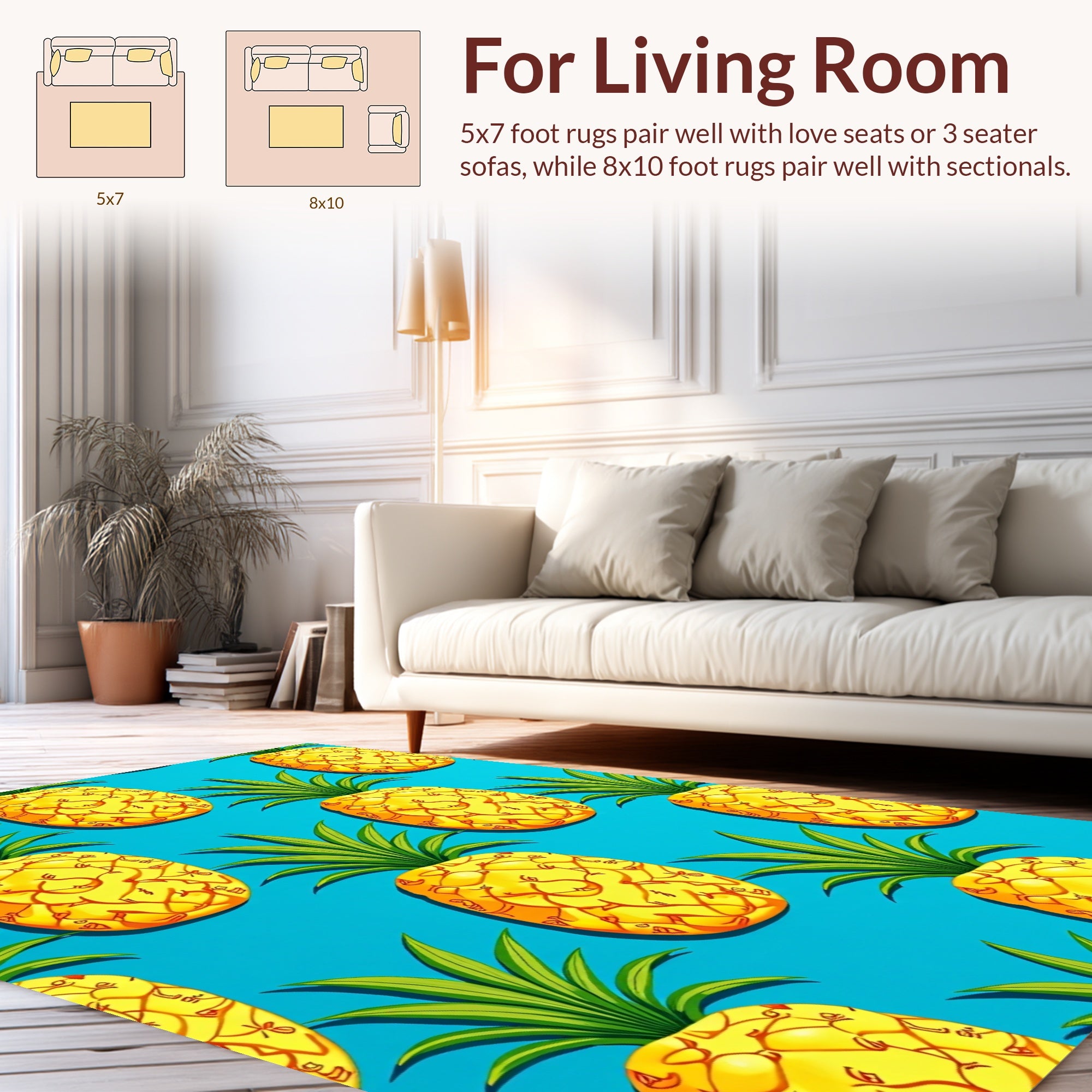 Tropical Yellow Pineapple Pattern Rug