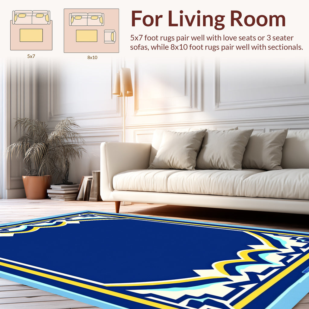Bold Royal Blue Yellow Archway Rug