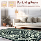 Intricate Floral Mandala Black and Ivory Rug
