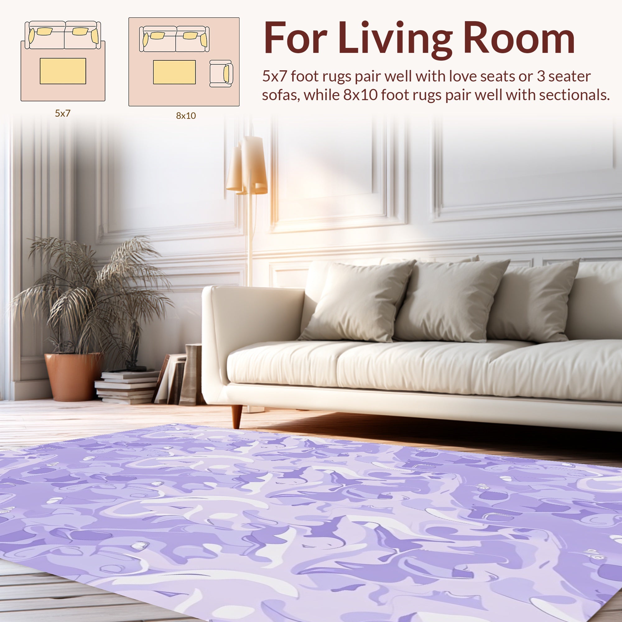 Lavender Abstract Swirl Pattern Rug