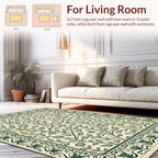 Vintage Green Leaf Vine Pattern Rug