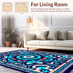 Bold Blue Floral Medallion Design Rug