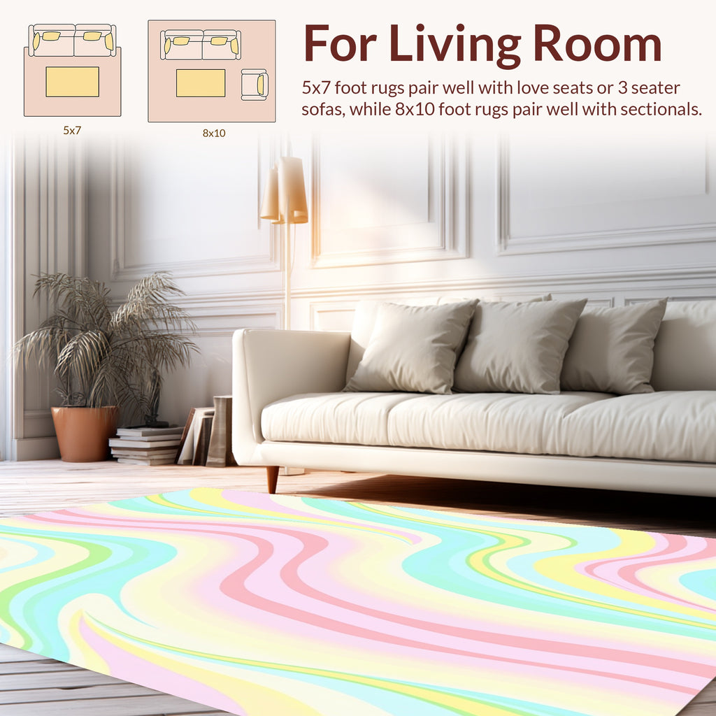 Pastel Swirls Wave Pattern Rug