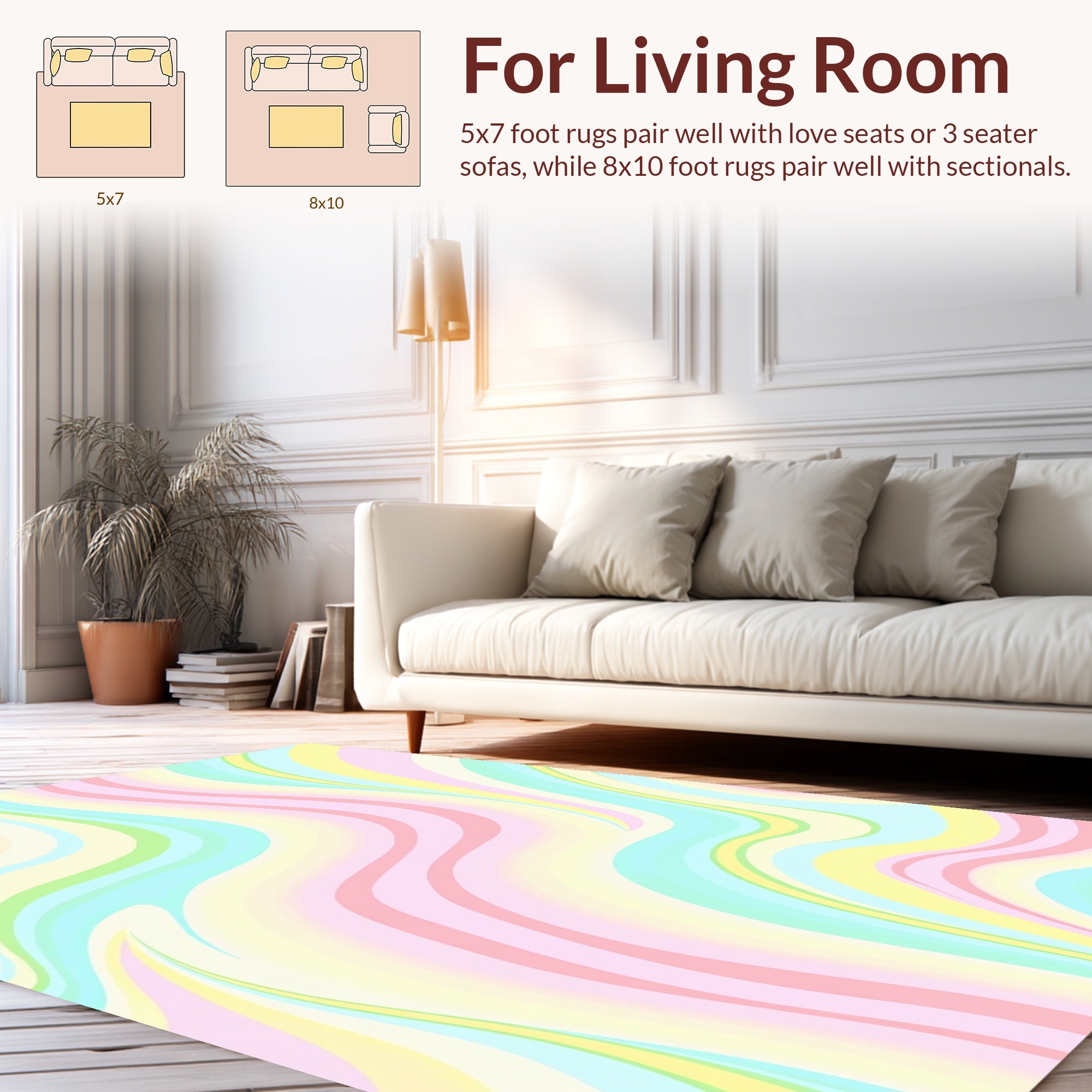 Pastel Swirls Wave Pattern Rug