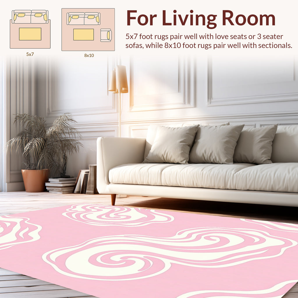 Soft Pink Swirl Pattern Design Rug