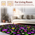 Vibrant Floral Pattern With Green Leaves Rug
