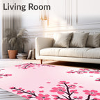 Pink Cherry Blossom Branch Romance Rug