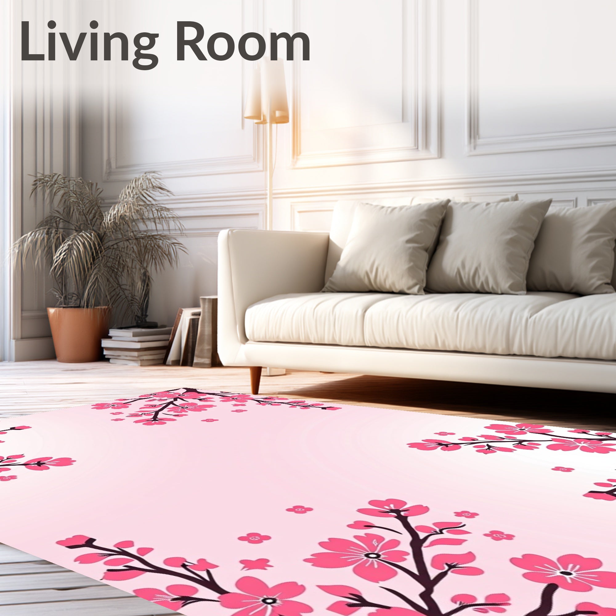 Pink Cherry Blossom Branch Romance Rug