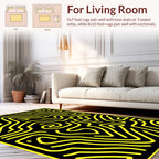 Bold Yellow Abstract Maze Pattern Rug
