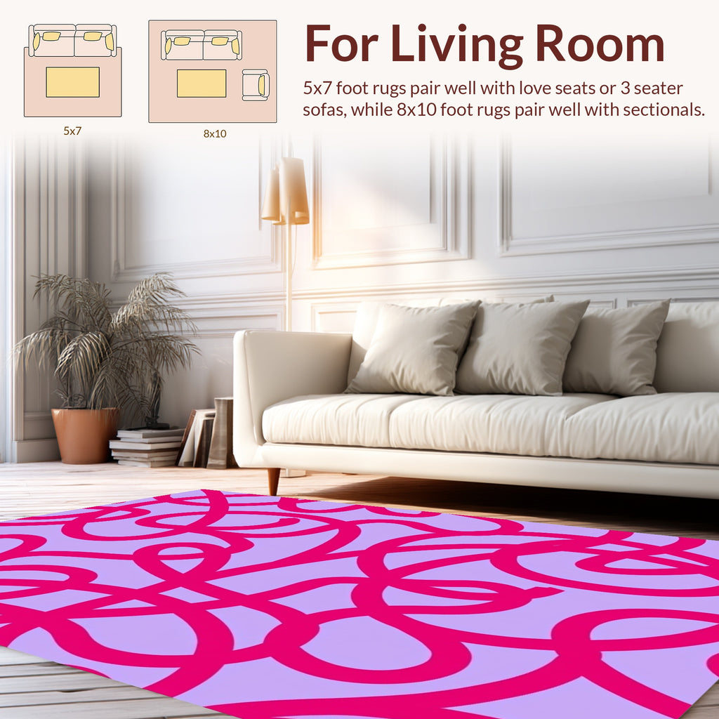 Modern Abstract Pink Swirls Rug