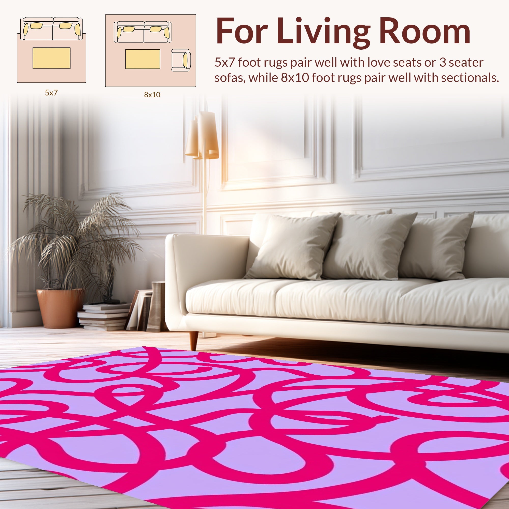 Modern Abstract Pink Swirls Rug