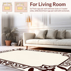 Ornate Floral Scrollwork Pattern Border Rug