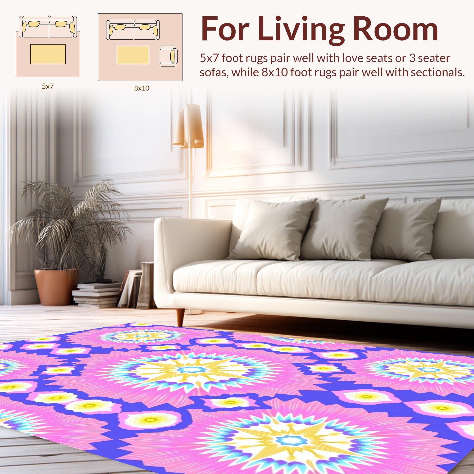 Vibrant Starburst Medallion Pattern Rug