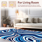 Abstract Swirl Blue White Pattern Rug