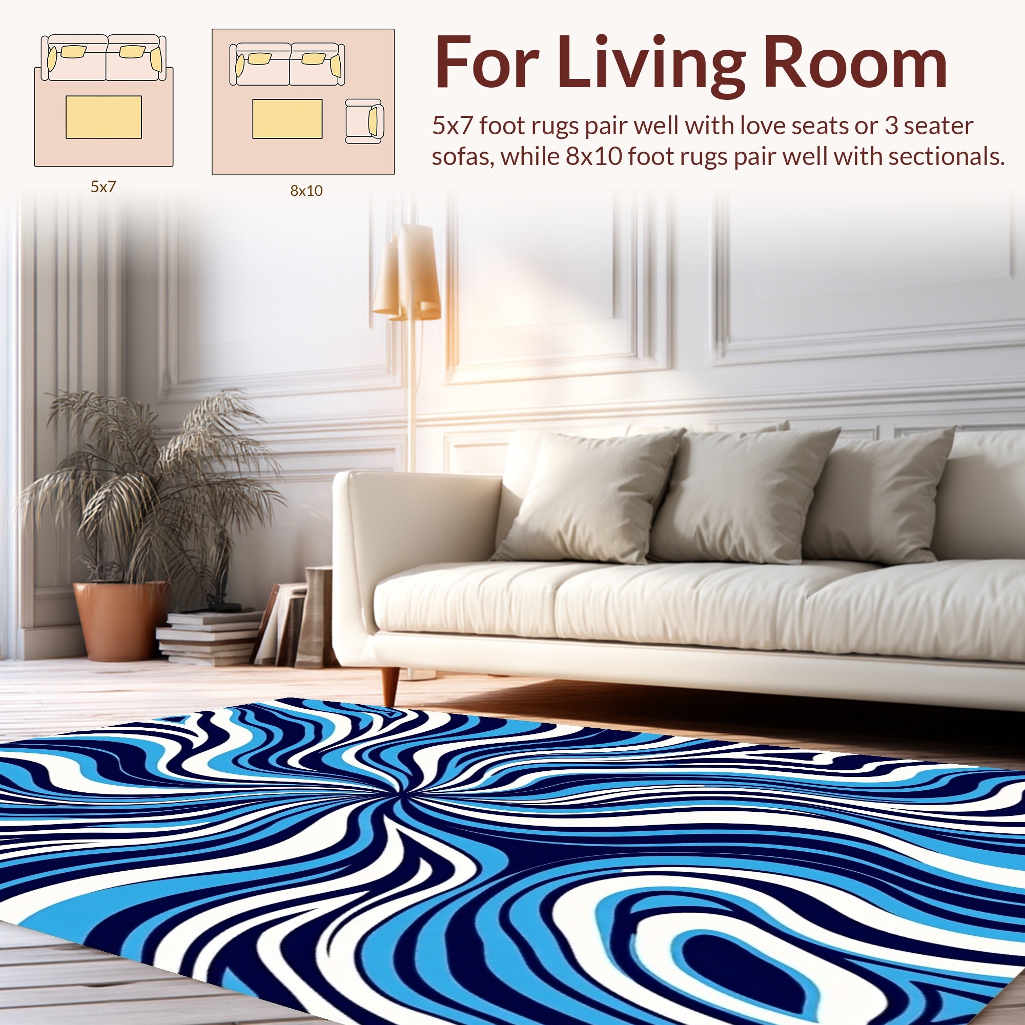 Abstract Swirl Blue White Pattern Rug