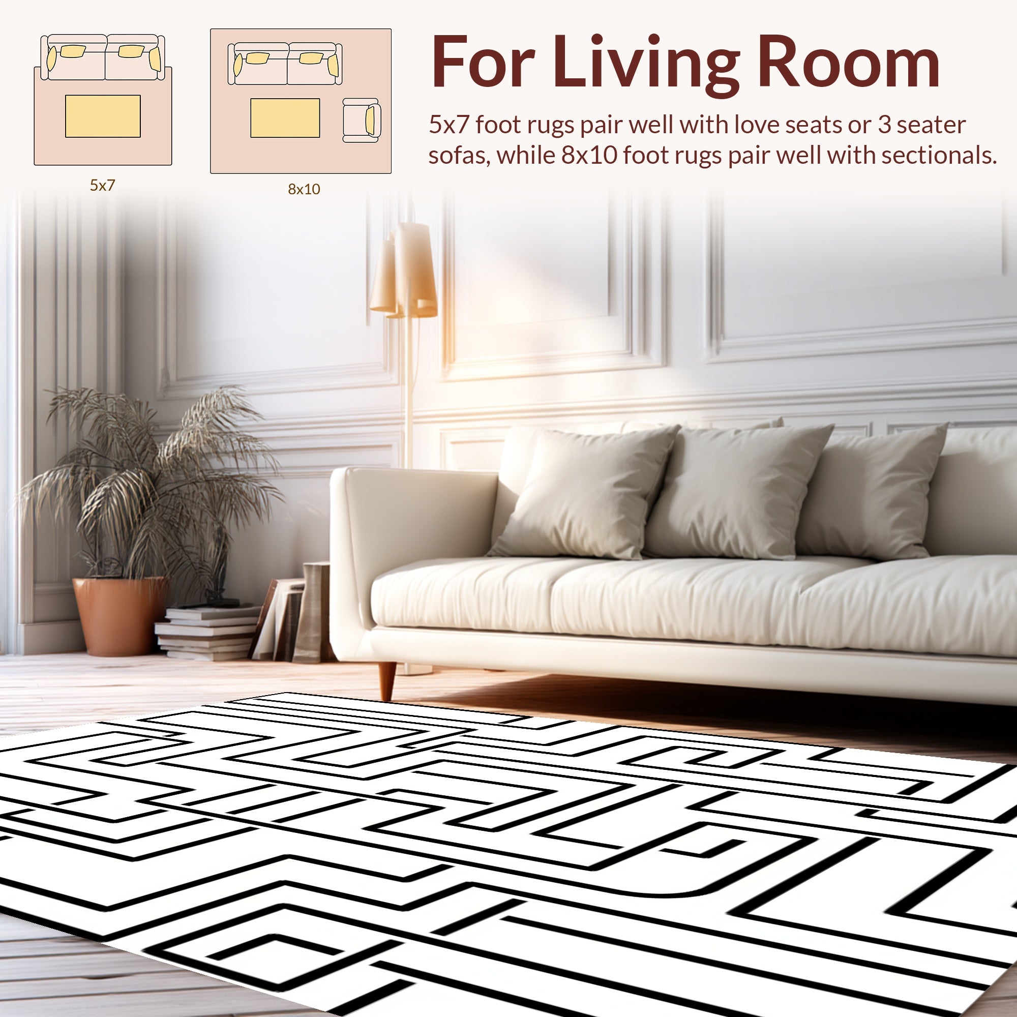 Bold Maze Pattern Design Rug