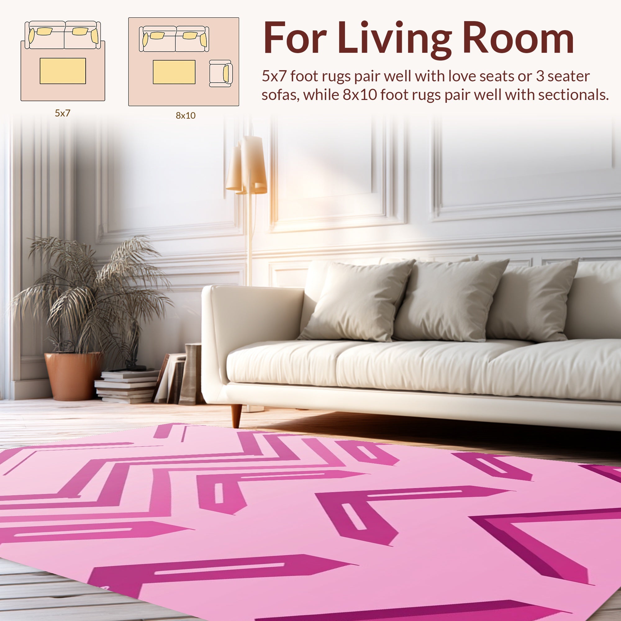 Chevron Pattern Pink Geometric Design Rug