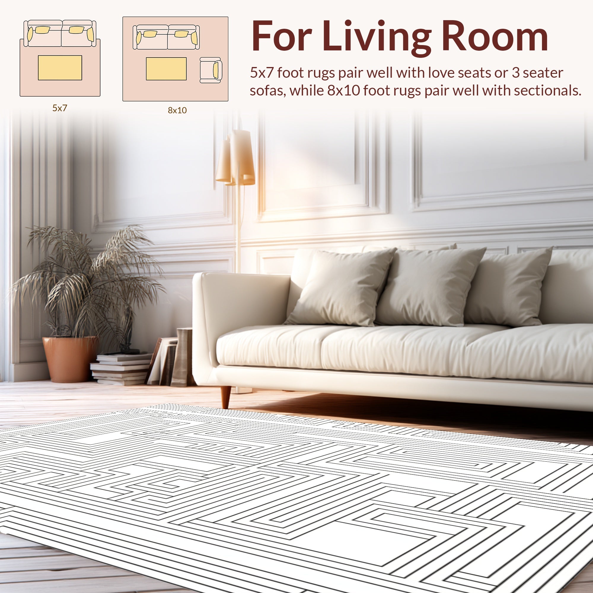 Abstract Maze Geometric Line Art Design Rug