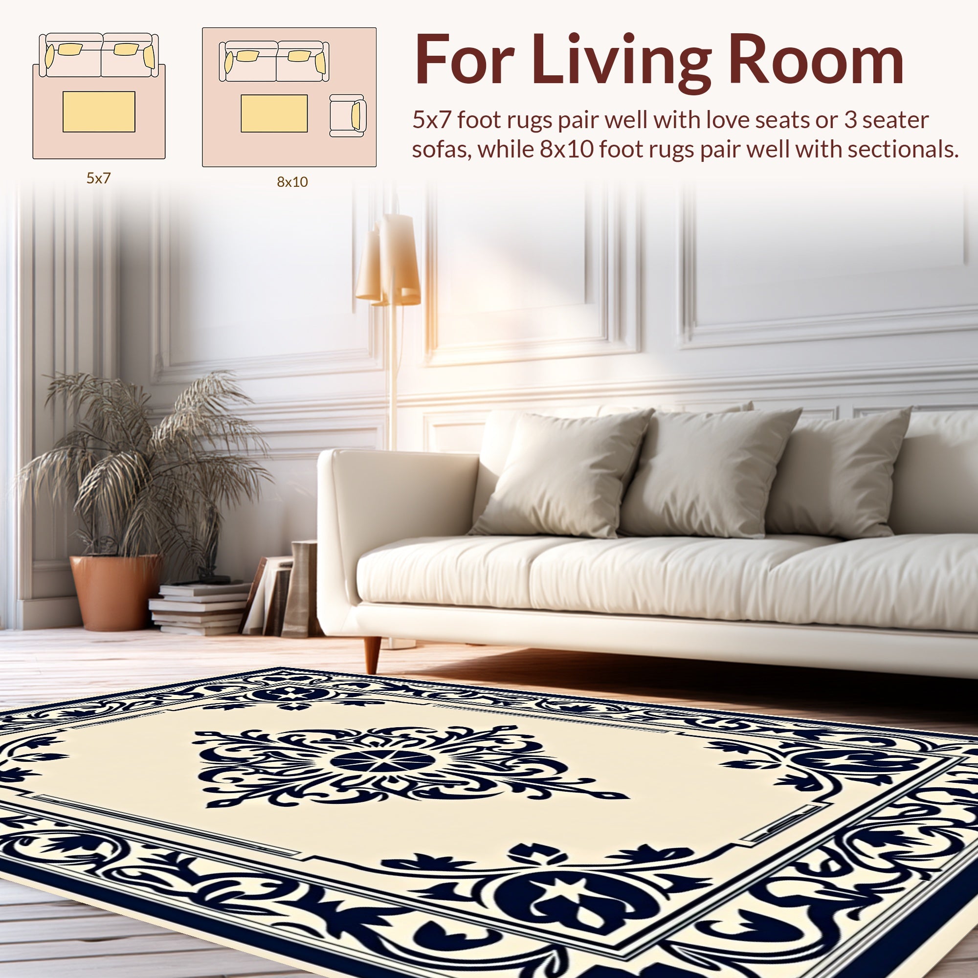 Classic Medallion Floral Border Design Rug