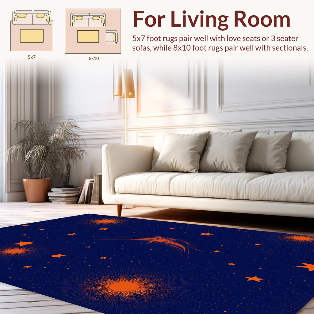Celestial Sunburst Star Pattern Rug
