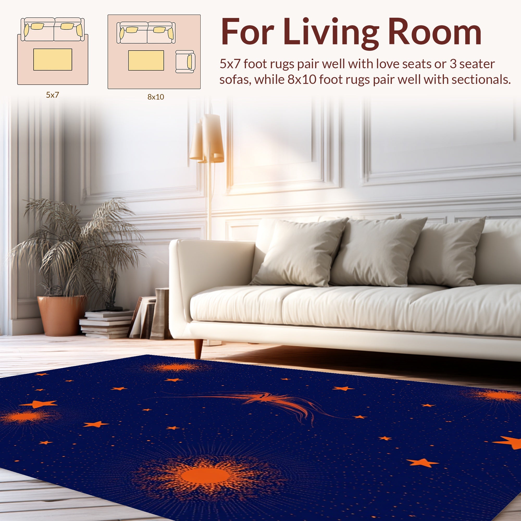 Celestial Sunburst Star Pattern Rug