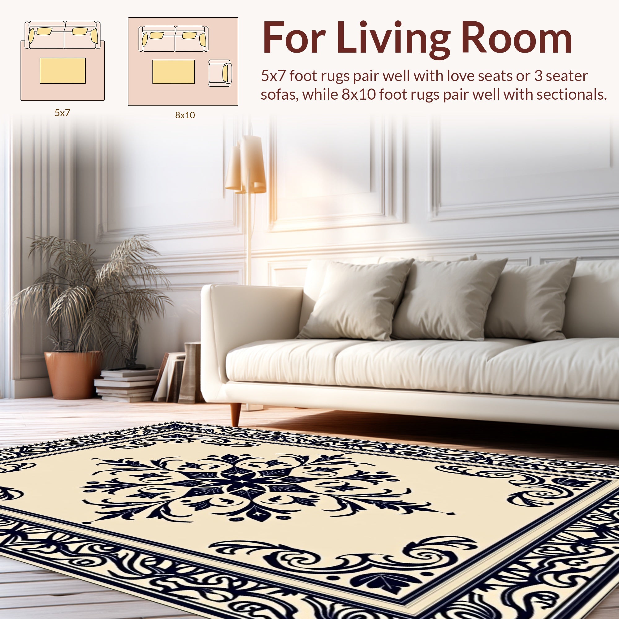 Classic Floral Swirls Accent Rug