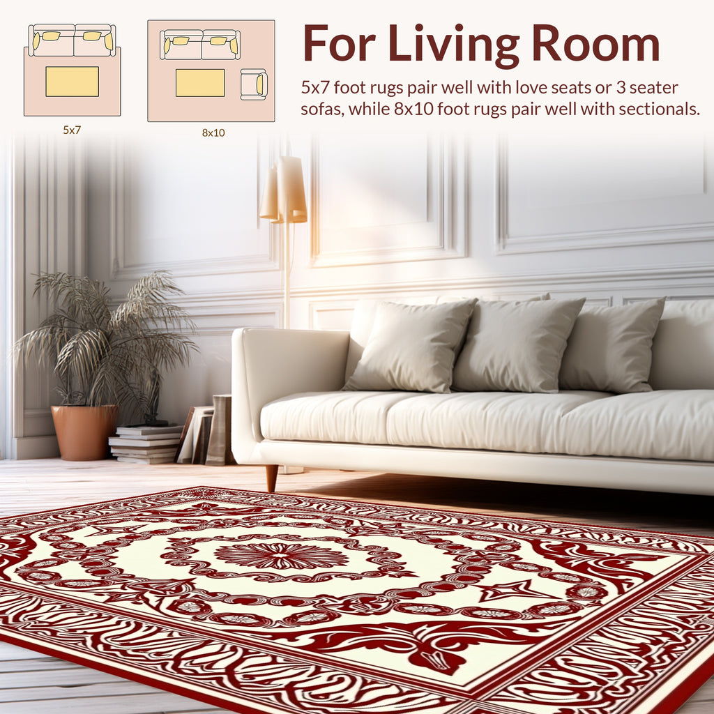 Ornate Scrollwork Floral Motif Rug