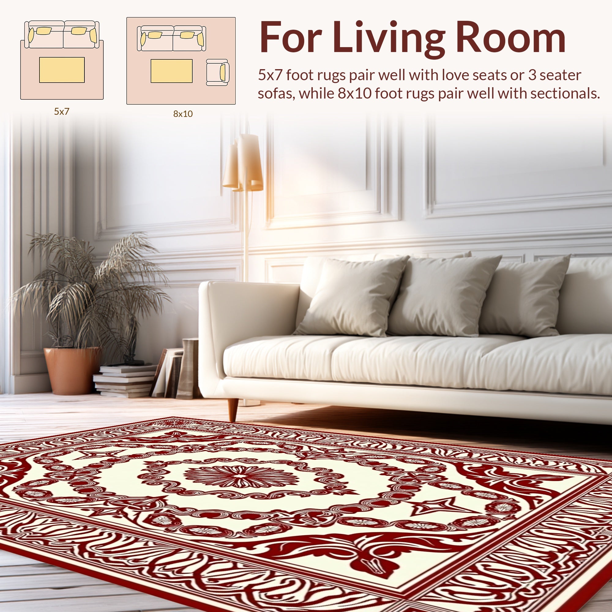 Ornate Scrollwork Floral Motif Rug