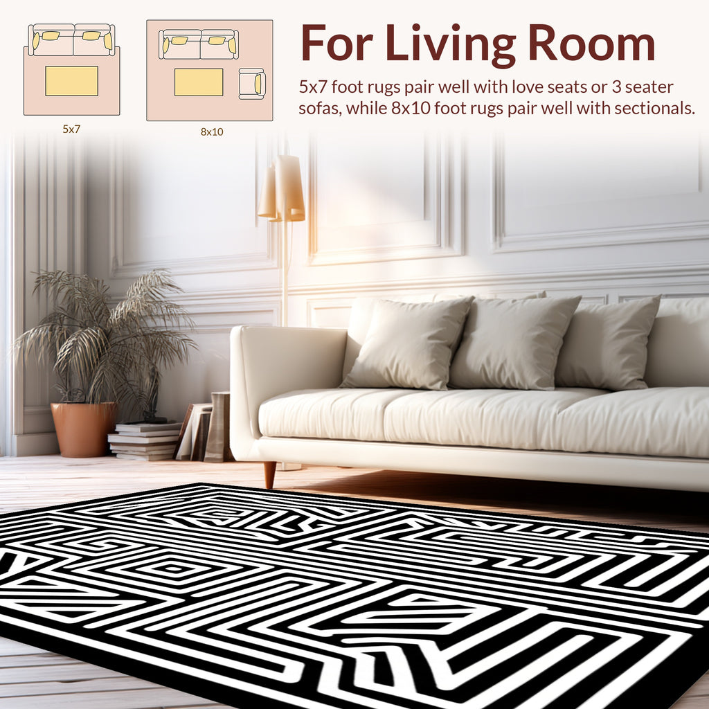 Abstract Maze Line Art Design Rug