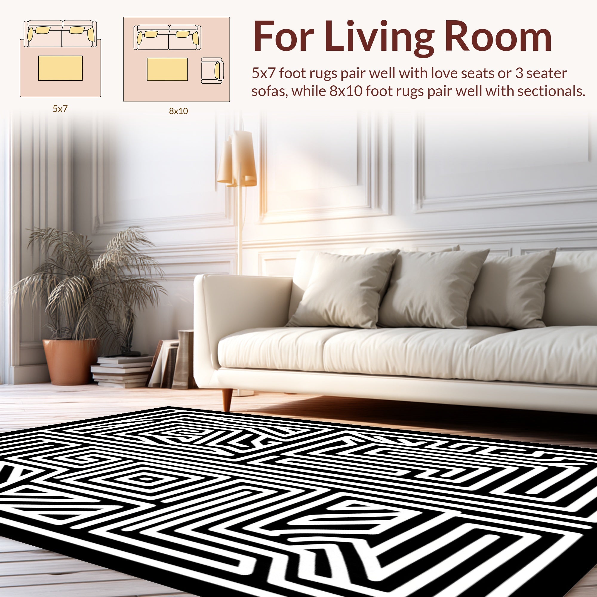 Abstract Maze Line Art Design Rug