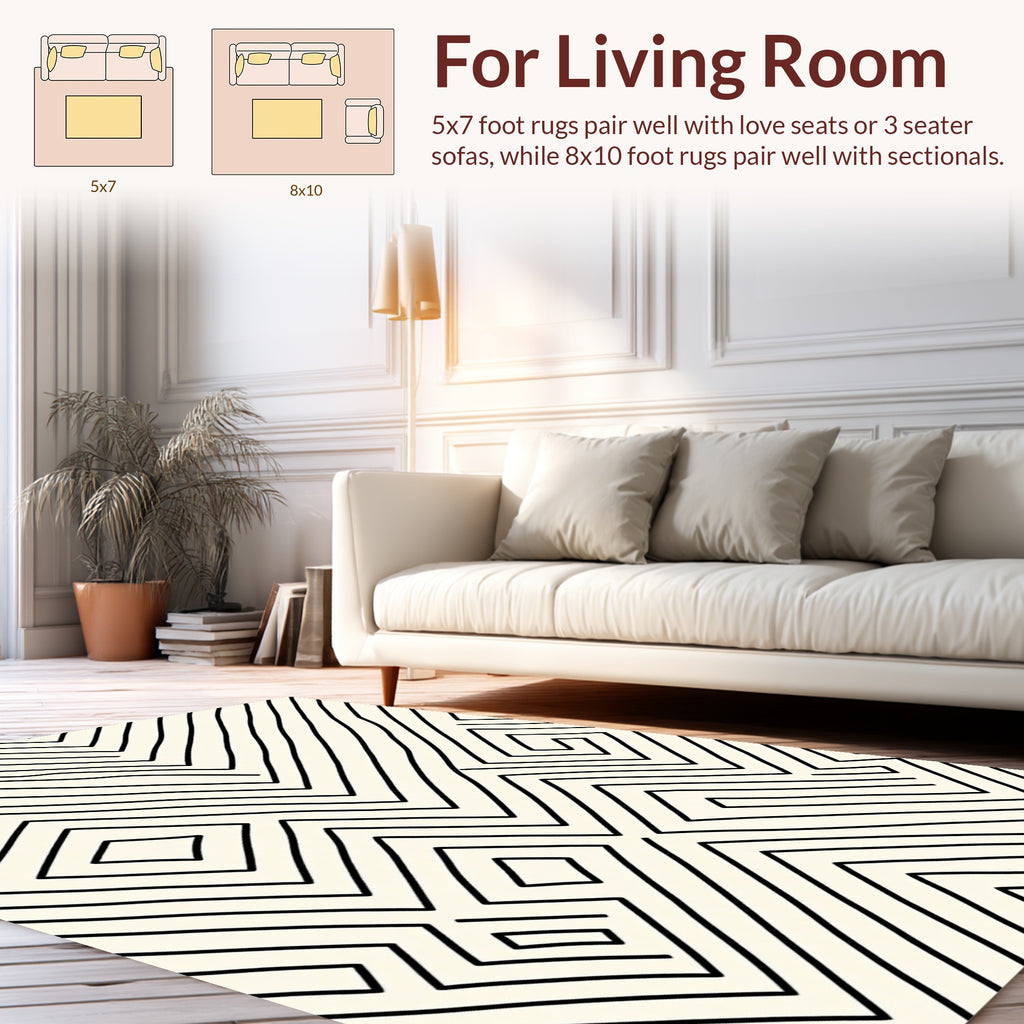 Abstract Geometric Zigzag Design Rug