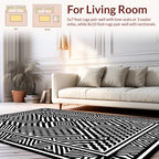 Dynamic Black White Geometric Pattern Rug
