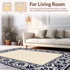 Ornate Floral Scrollwork Border Design Rug