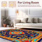 Vibrant Floral Scrollwork Mandala Rug