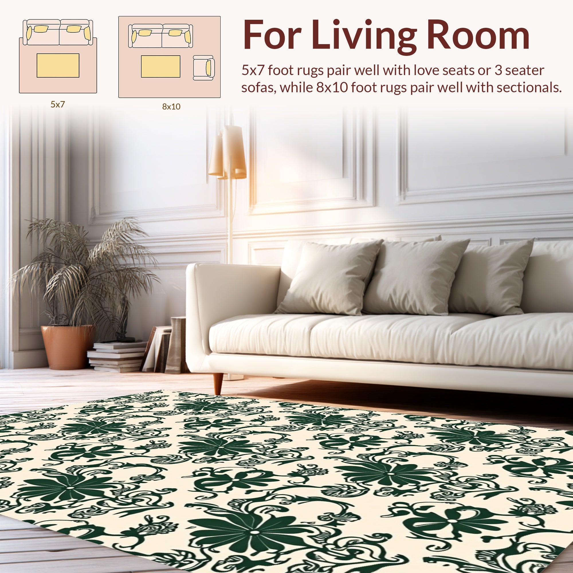 Ornate Floral Vine Pattern Rug