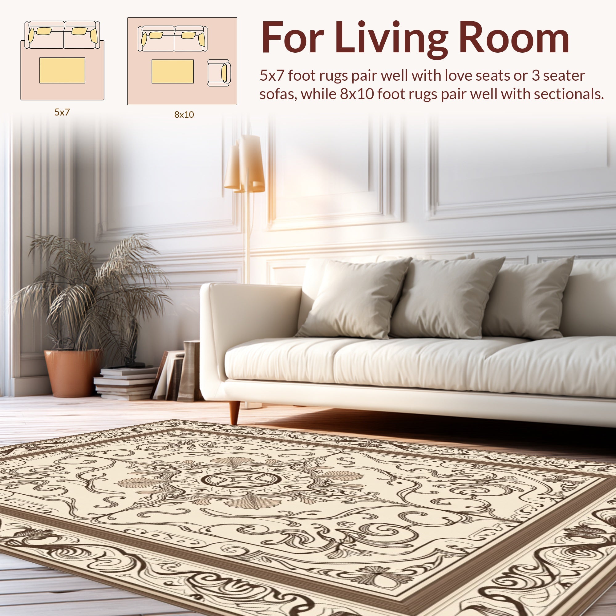 Elaborate Baroque Floral Scrollwork Rug