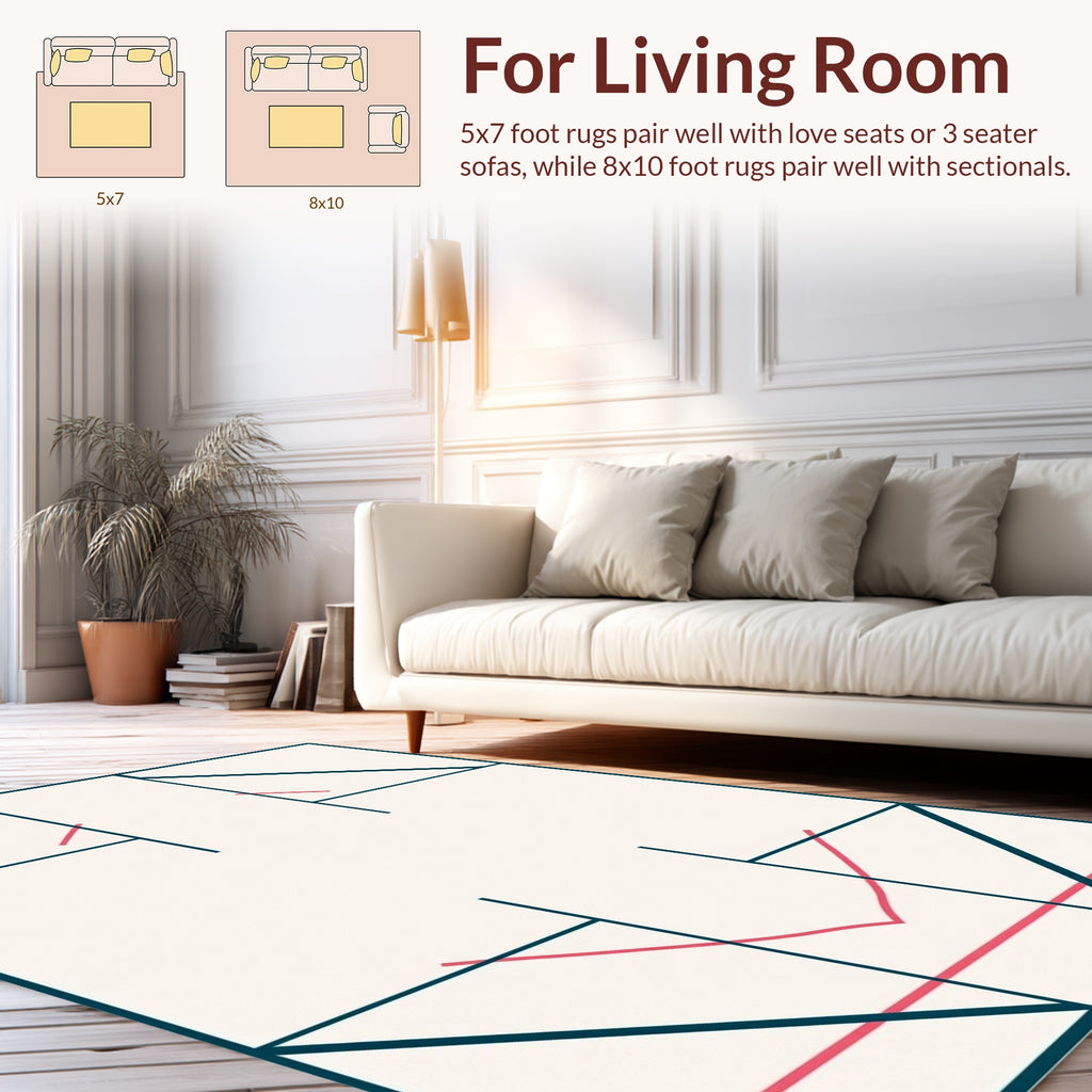 Geometric Abstract Design With Pink Accents Rug