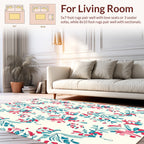Whimsical Floral Design Red Blue Rug