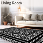 Intricate Floral Border With Geometric Accents Rug