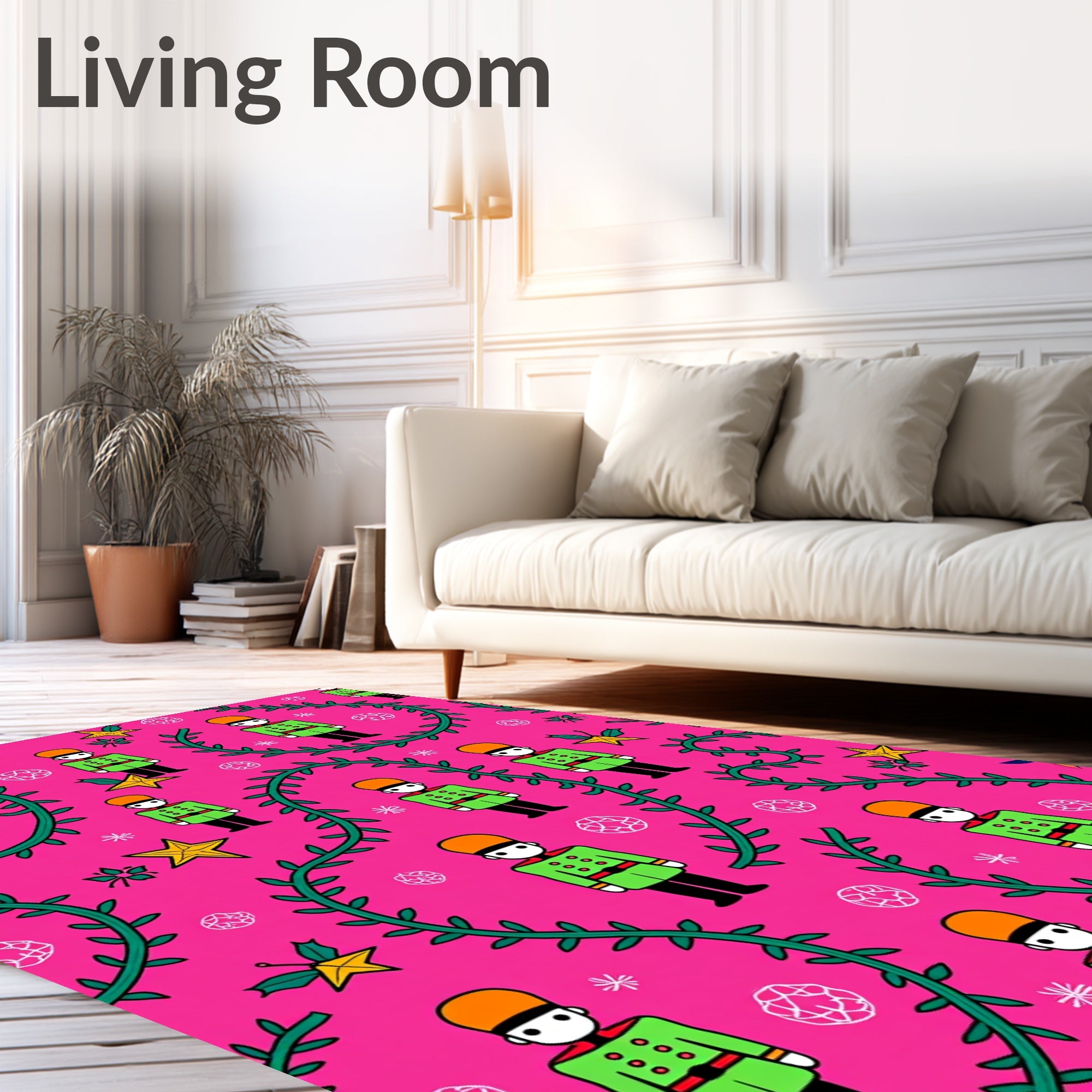 Pink Soldier Vine Star Repeating Rug
